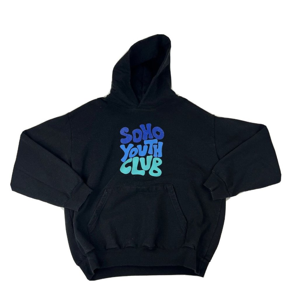 Soho Youth Club Black Bubble‎ Graphic Spellout Hoodie Mens Size 2XL
